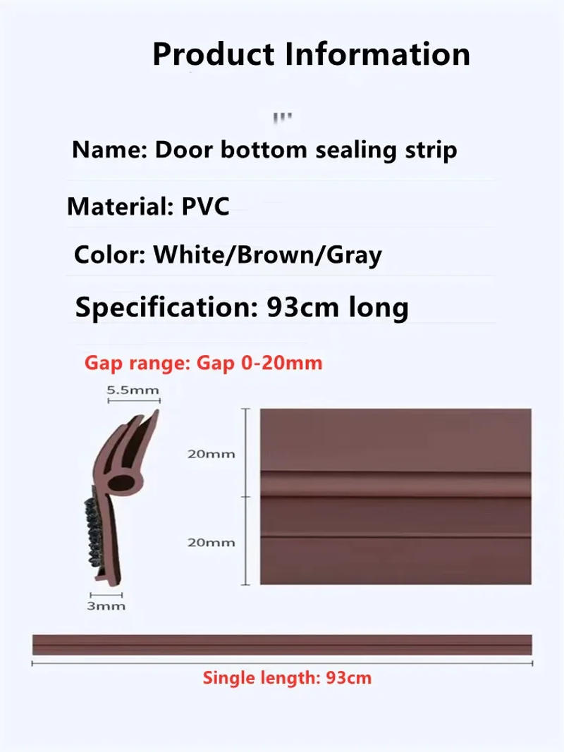 Description Picture 3 of item93cm Self Adhesive Door Bottom Sealing Strip Rubber Weatherstrip Under Door Draft Stopper Anti-cold Soundproof Windproof Strip