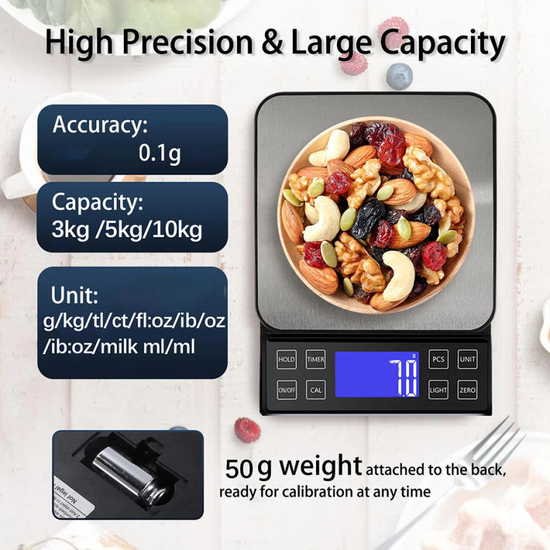 Description Picture 5 of itemDigital Kitchen Scale 0.1g High Precision 3kg/5kg/10kg Home Waterproof Stainless Steel Electronic Balance Food Weighing Scale