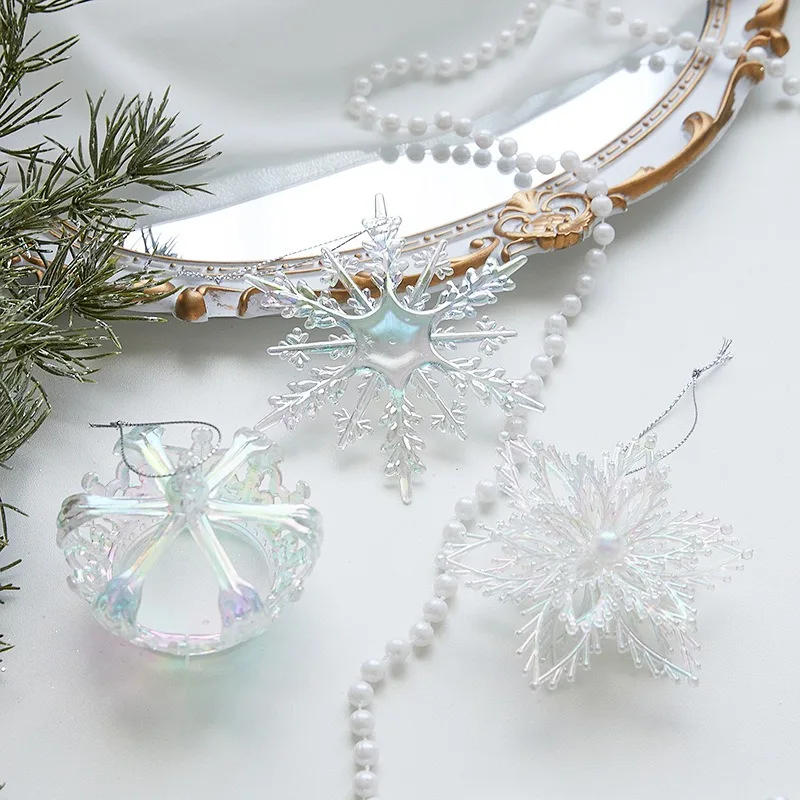 Description Picture 4 of itemAcrylic Christmas Decoration Transparent Christmas Tree Pendant Colorful Snowflake Shaped Bell Crown Party Hanging Ornaments 1PC