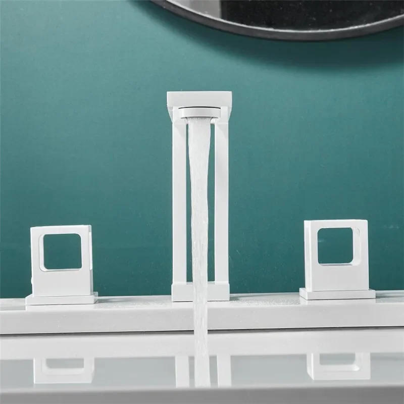 Description Picture 6 of itemBasin Faucet Black Brass Widespread Bathroom Sink 3 Hole Widespread Basin Mixer Double Handle Hot  Cold Water Tap