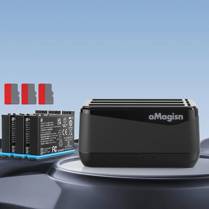 Description Picture 6 of item3-slots Fast Charge Hub with Misro SD Card Slots Battery Charge Storage Station Compatiable for Insta360 X4 Camera