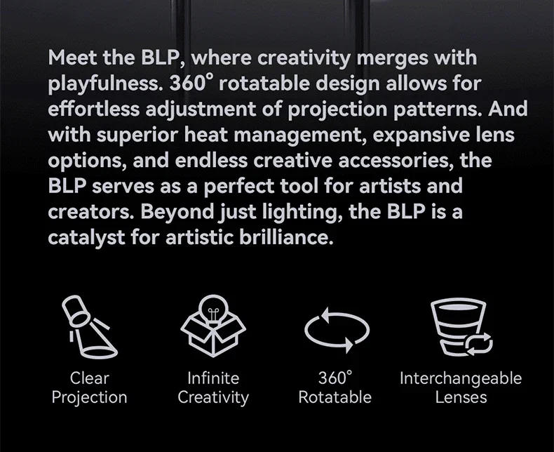 Description Picture 3 of itemGodox BLP LED Light /BFP Flash Projection Attachment Photography Accessory Gobo  CCT Adjustment Color Effects  Holder Gel Frame