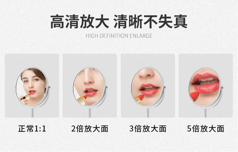 Description Picture 6 of item7" Desktop Round Double Sided Mirror Home Bathroom Essentials Vanity Mirror 5x Magnification Metal Frame Makeup Artifact