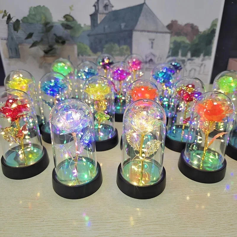 Description Picture 5 of itemArtificial Rose Flowers Valentines Day Gift for Girlfriend Eternal Rose LED Light Foil Flower Wedding Decor Christmas Gifts