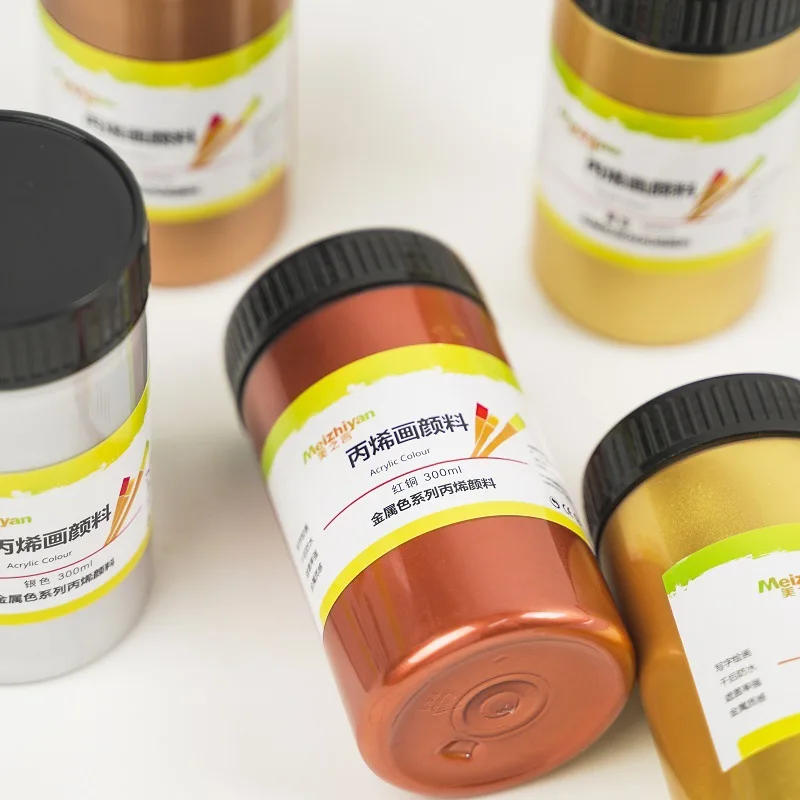 Description Picture 6 of item60/100ml Gold Acrylic Paint Pearlescent Hand-painted Gypsum Glue Waterproof Non-fading DIY Paint By Number