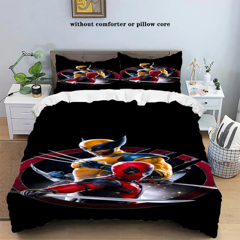 Description Picture 4 of itemMarvel Movie Deadpool & Wolverine Bedding Set Deadpool Quilt Duvet Cover Pillowcase Kids Bed Comfortable Bed Set Twin King