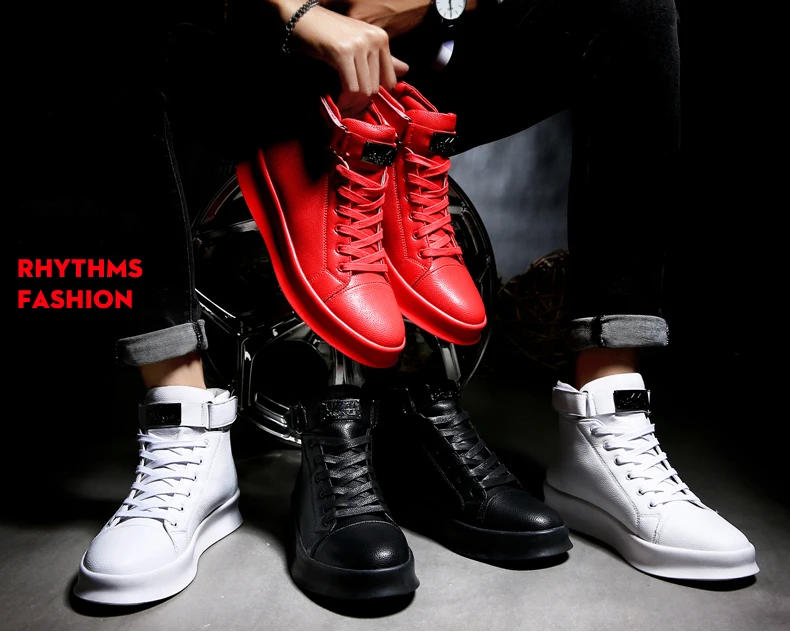 Description Picture 3 of itemBrand Mens High-top Sneakers Comfortable Leather Skateboard Shoes Platform Non-Slip Sports Shoes Zapatillas Hombre Mens Footwear