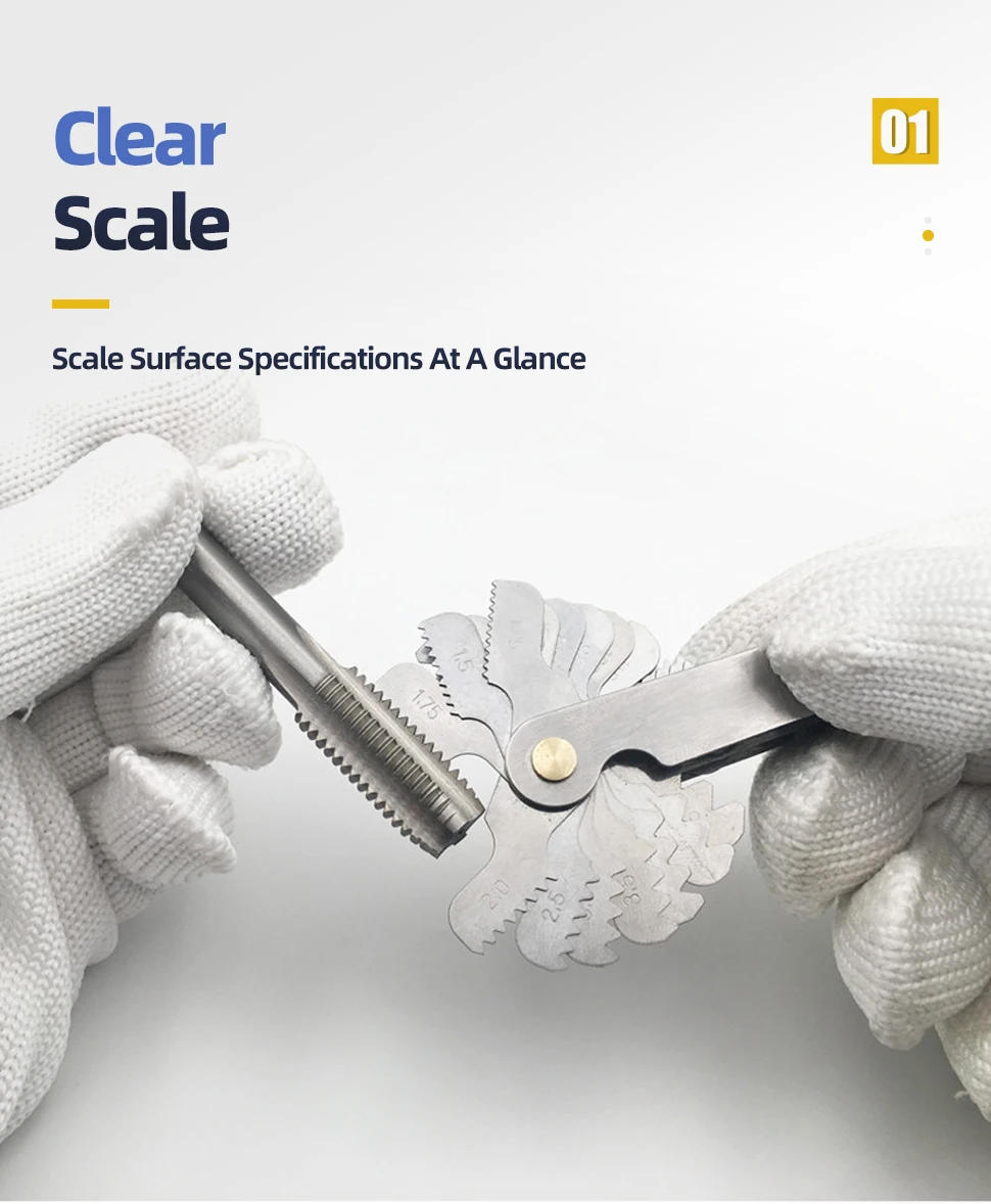 Description Picture 2 of item58PCS Thread Plug Gauge 55/60 Degree Metric Inch Gear Tooth Screw Pitch Gauges Measurement Steel Thread Gage Measuring Tools