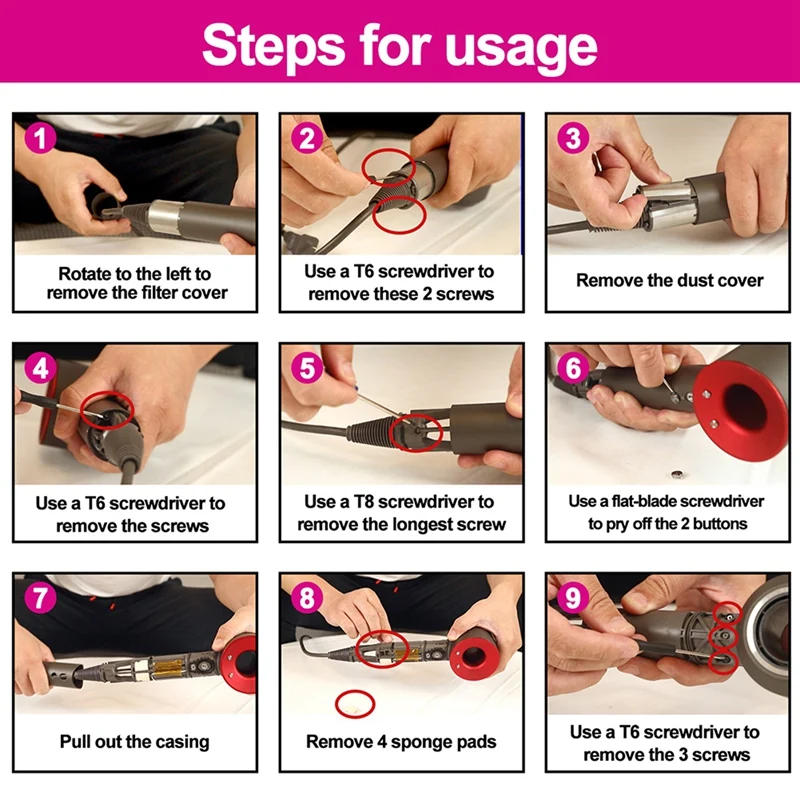 Description Picture 6 of itemFor Dyson Hair Dryer Universal Replacement Accessories HD01/02/03/04/07/08/15 1.8M Power Cord EU Plug