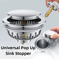 Pop-Up Bounce Core Sink Strainer Sink Universal Drain Cover Basin drain Hair catcher Filter Kitchen Bathroom Drain Fittings