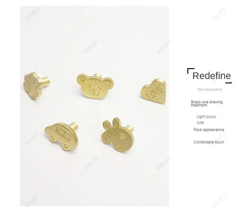 Description Picture 5 of itemSolid Brass Creative Single Hole Handle for Children's Room Cute Piggy Little Bear Claw Cabinet Door Drawer Single Hole Handle