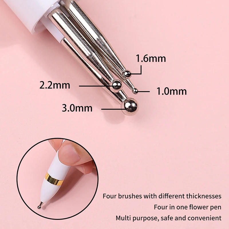 Description Picture 3 of item4 in 1 Nail Dotting Pen Creative DIY Nail Art Painting Tools Nail Drill Pen Point Dot Painting Tools Manicure Nail Supply