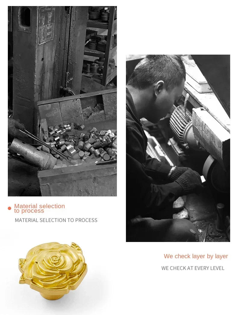 Description Picture 3 of itemSolid Brass Personality Creative Roses Cabinet Door Handle Golden Modern Light Luxury Nordic Drawer Door Handle