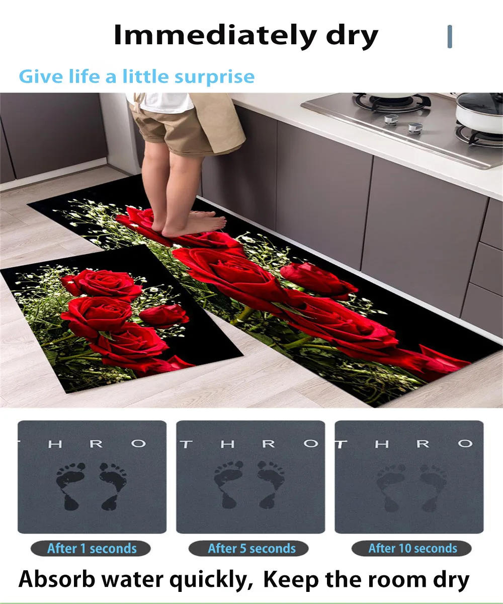 Description Picture 5 of itemKitchen Carpet Mats for Floor Bedroom Living Room Long Bedside Area Rug Soft Washable Carpet Anti Slip Bathroom Entrance Doormat