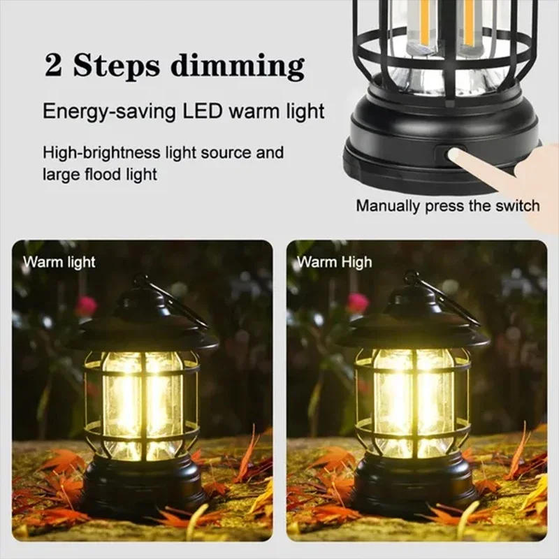 Description Picture 5 of itemRetro Camping Lamp USB Rechargeable Lantern Camping Light Lighting Lantern Lamp Torch Outdoor Camping Light Waterproof