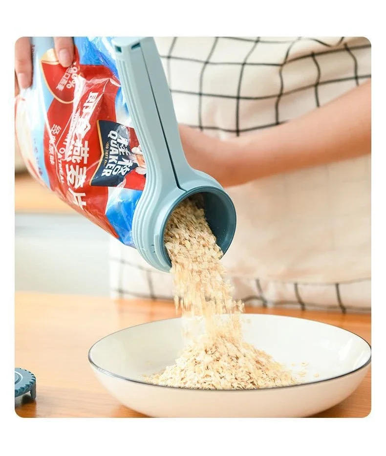 Description Picture 5 of item1pcs Food Storage Bag Sealing Clips Plastic Cap Sealer Clip with Pour Spouts Snack Candy Storage Fresh Clamp Kitchen Organizer