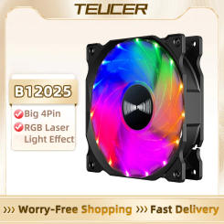 TEUCER B12025 120mm Computer Fan rainbow RGB 4pin High Cooling Performance Gaming PC Fan