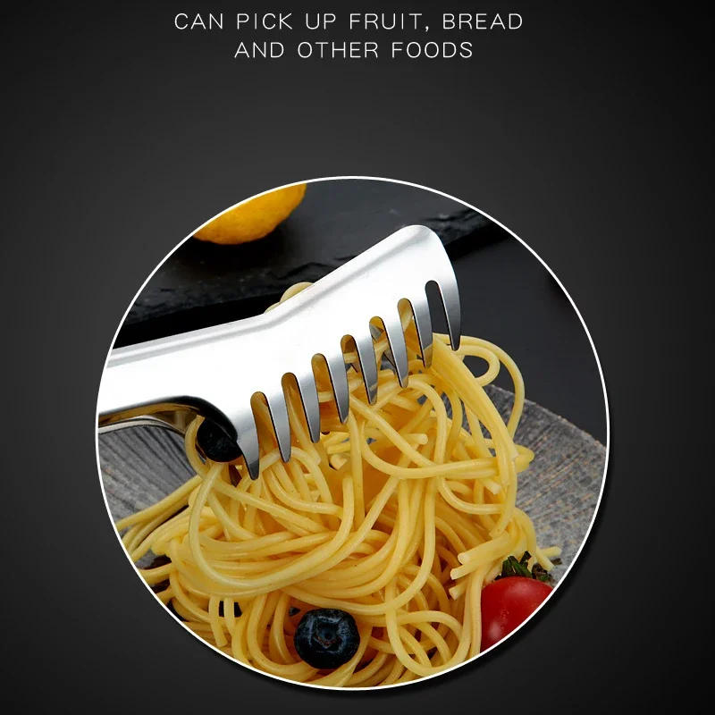 Description Picture 6 of item9 Inch Stainless Steel Noodle Tongs Pasta Spaghetti Tongs Food Clips Stainless Steel Handle Cooking Utensils Kitchen Accessories