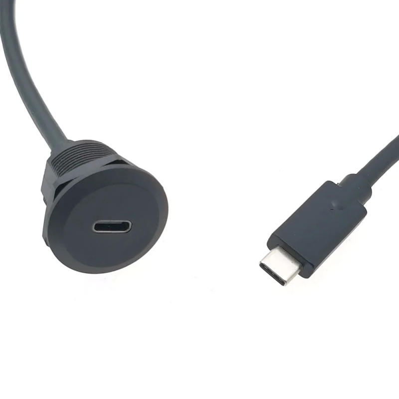 Description Picture 4 of item1pc USB Type C 3.1 Female to Male Charging Socket Type-C Data Port With Threaded Fixed Panel Type USB-C Power Jack Connector