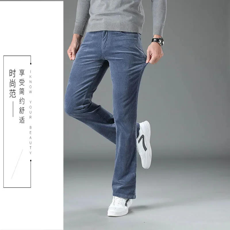 Description Picture 4 of itemAutumn Spring Winter Men's 2023 Commercial Casual Corduroy Flares Trousers Male Bell-Bottom Boot Cut Pants