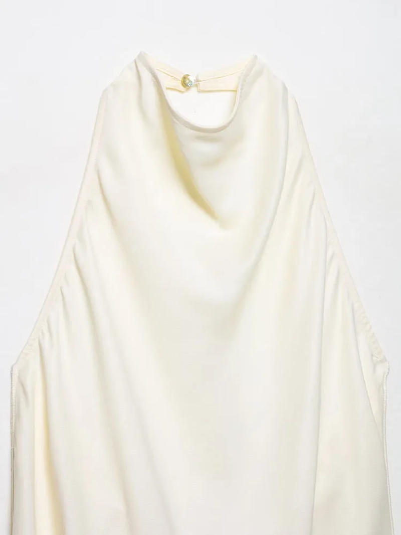 Description Picture 6 of itemTRAF Women's Wide Leg Pants Set 2-piece Sexy Open Back Asymmetric Top Women's Pulling Rope Pants with Elastic Waist Women's Set