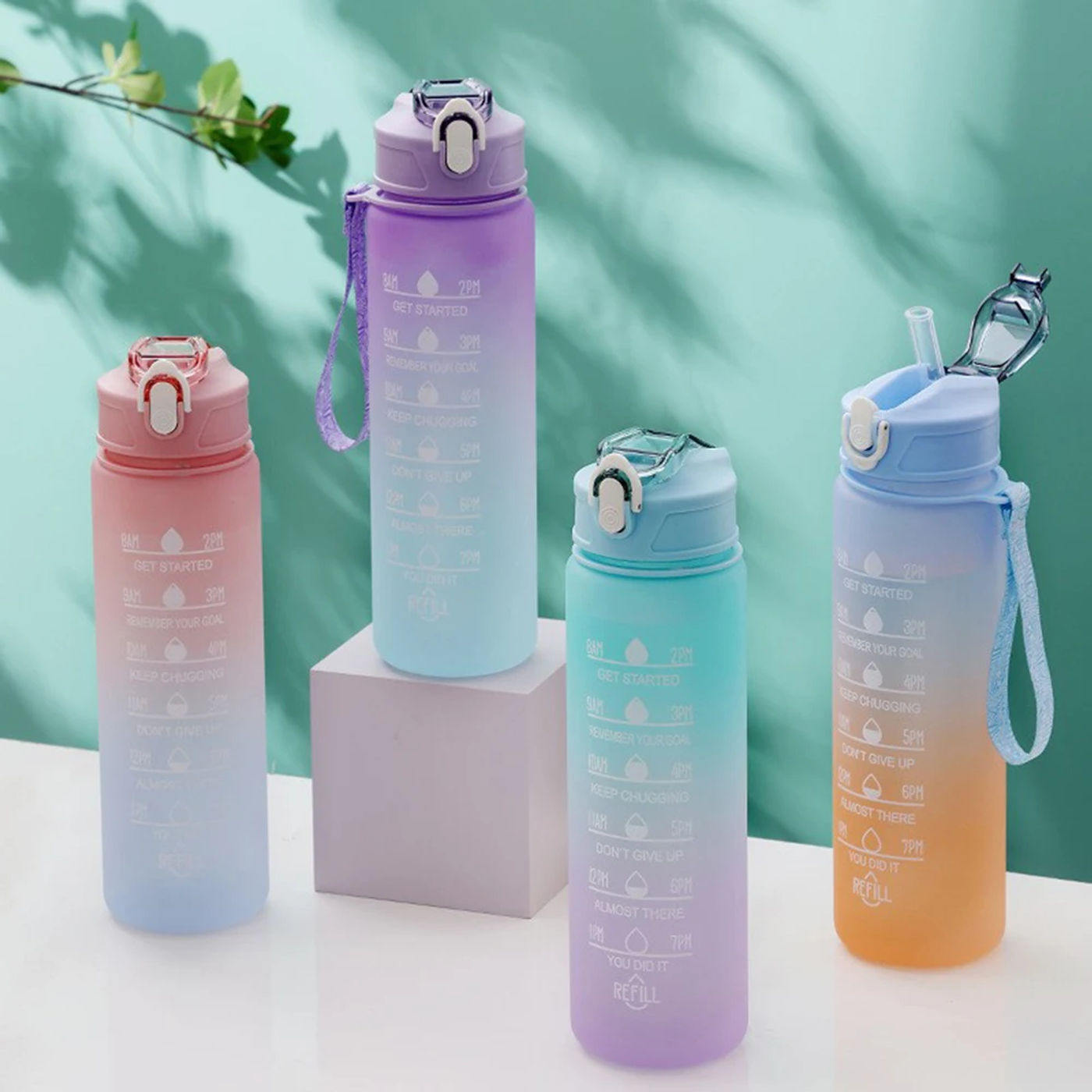Description Picture 5 of itemGym Time Marker Water Bottle 30oz Large Leak-proof Motivational Sports Water Bottle With Straw Time Marker For Office School
