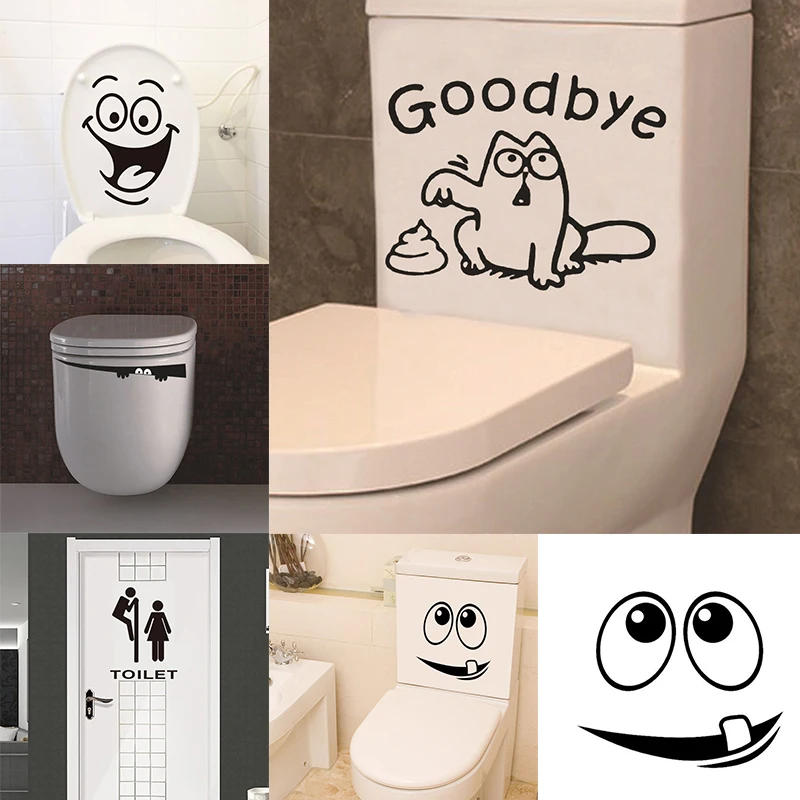 Description Picture 4 of itemBathroom Funny Toilet Sticker Wall Stickers PVC Waterproof Wall Decals Cute Cartoon Windows Door Home Decoration Five Models