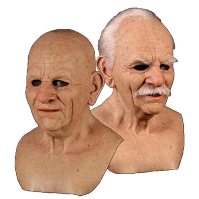 Description Picture 6 of itemWrinkle Head Full Mask Party Supplies Horror Rpg Props New Old Man Mask, Realistic Wrinkle Mask For Halloween And Theme Parties