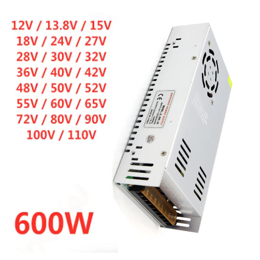 Description Picture 2 of item600W Switching Power Supply 12V 13.8V 15V 18V 24V 27V 28V 30V 32V 36V 40V 42V 48V 50V 52V 55V 60V 65V 72V 80V 90V 100V 110V SMPS