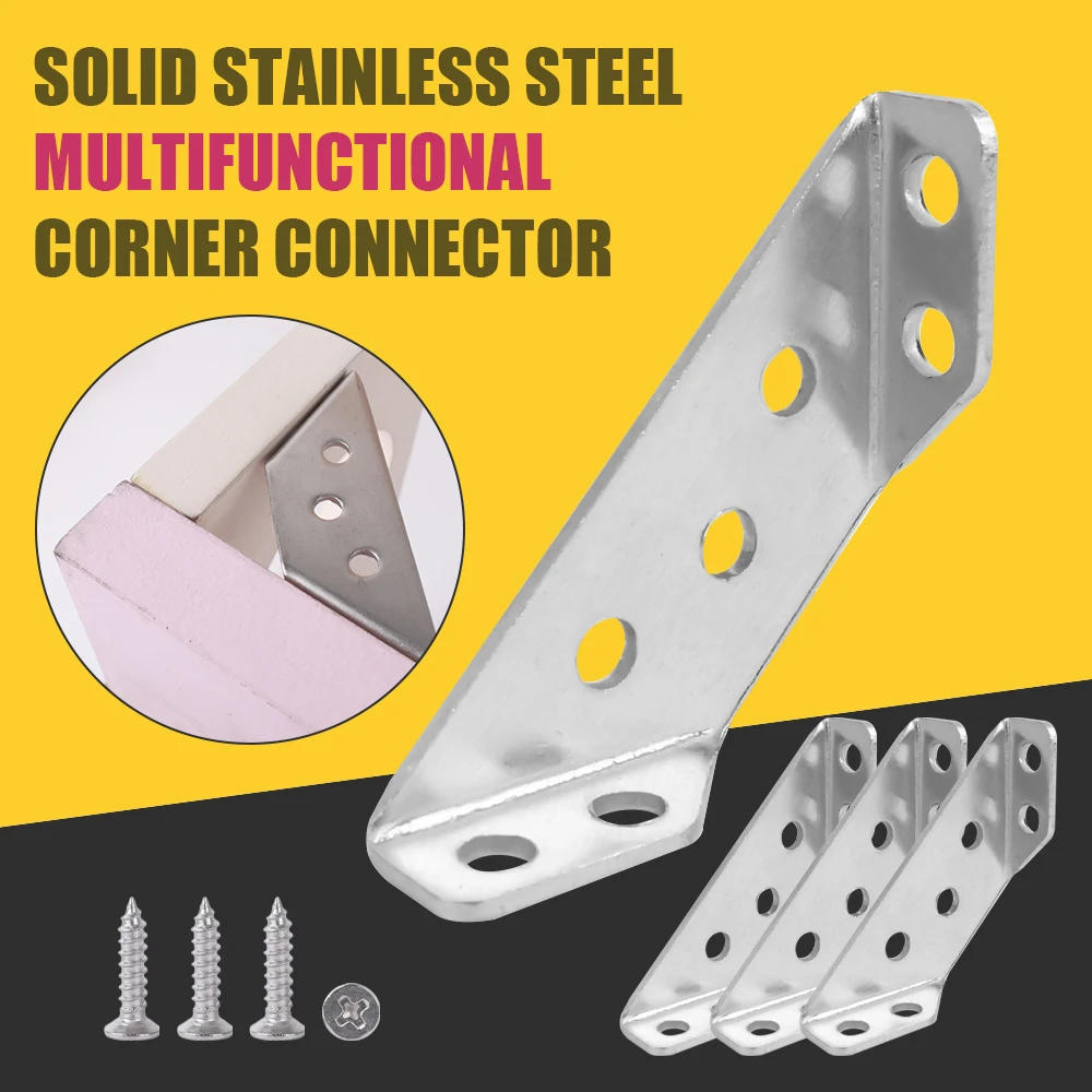 Description Picture 4 of item12/1Set Universal Corner Brackets Stainless Steel Furniture Corner Connector Triangle Cabinet Chair Shelf Support Joint Fastener