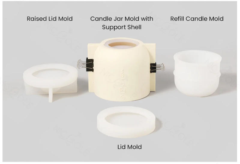 Description Picture 5 of item9oz Candle Jar Mold and Candle Refill Mold Handmade Cement Candle Vessel Mould with Sustainable Refill  Mould