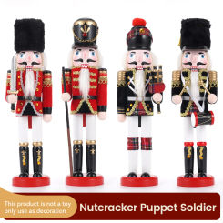 1pcs 30CM New Nutcracker Red Sword gun Soldier black flute drum soldier solid wood wrap handicraft decoration features gifts