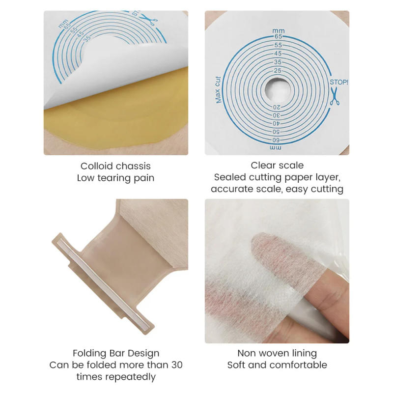 Description Picture 5 of item10pcs Colostomy Bags 65mm Hole One-piece Drainable Ostomy Bags Stoma Care Pouch With Clips Closure Colostomy Bag Prevent Leakage