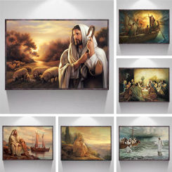 Christian God Jesus The Shepherd Christ Belief Faith The Samaritan Woman Posters Prints Canvas Painting Wall Art Picture Decor