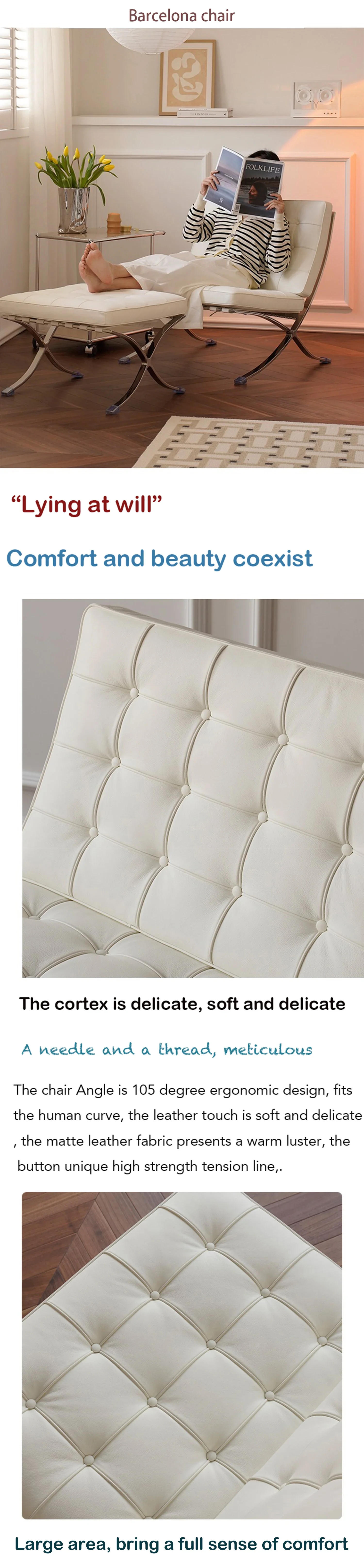 Description Picture 2 of itemBarcelona Chair Nordic Single Balcony Antique Metal Style Living Room Office Negotiation Chair Designer Leisure Chair