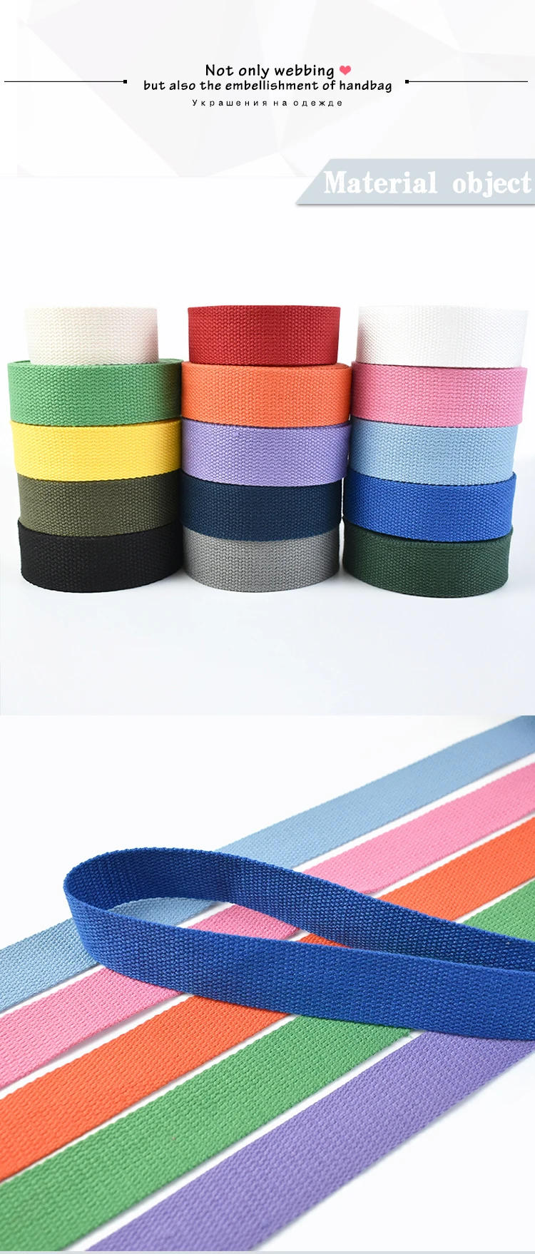 Description Picture 6 of item5Meters 20-50mm Cotton Webbings 1.5mm Thick High Tenacity Backpack Strap Webbing Label Ribbon Clothes Sewing Tape Bias Binding