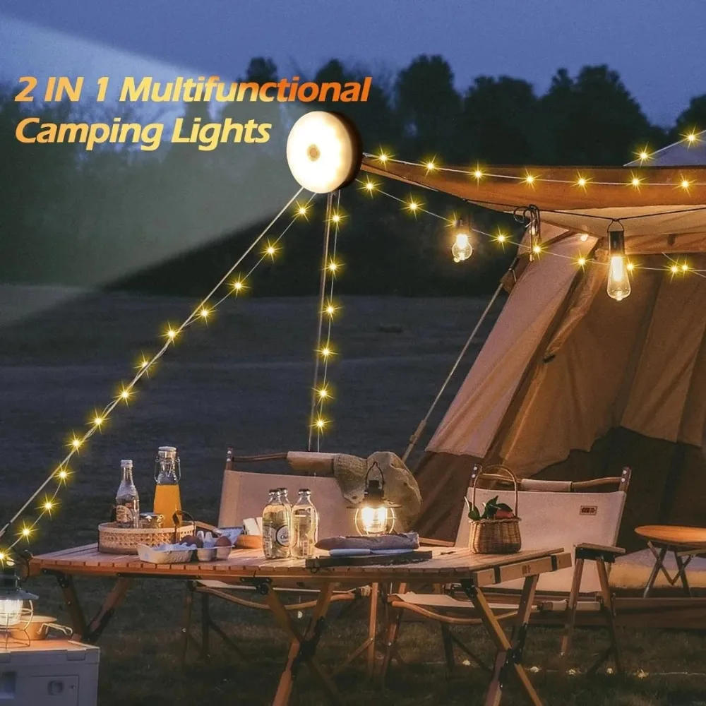 Description Picture 6 of item2 in 1 Solar Camping String Lights 8 Modes Outdoor Portable Lights USB Rechargeable Waterproof Camping Lantern Hiking Tent Yard