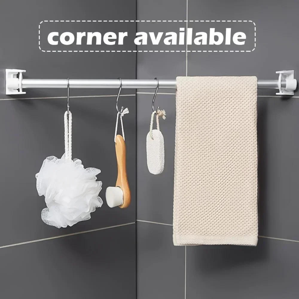 Description Picture 6 of itemRotating Hanging Ring Curtain Rod Telescopic Rod Fixed Bracket Kitchen Bathroom Multi-functional Storage Punch-free Hook