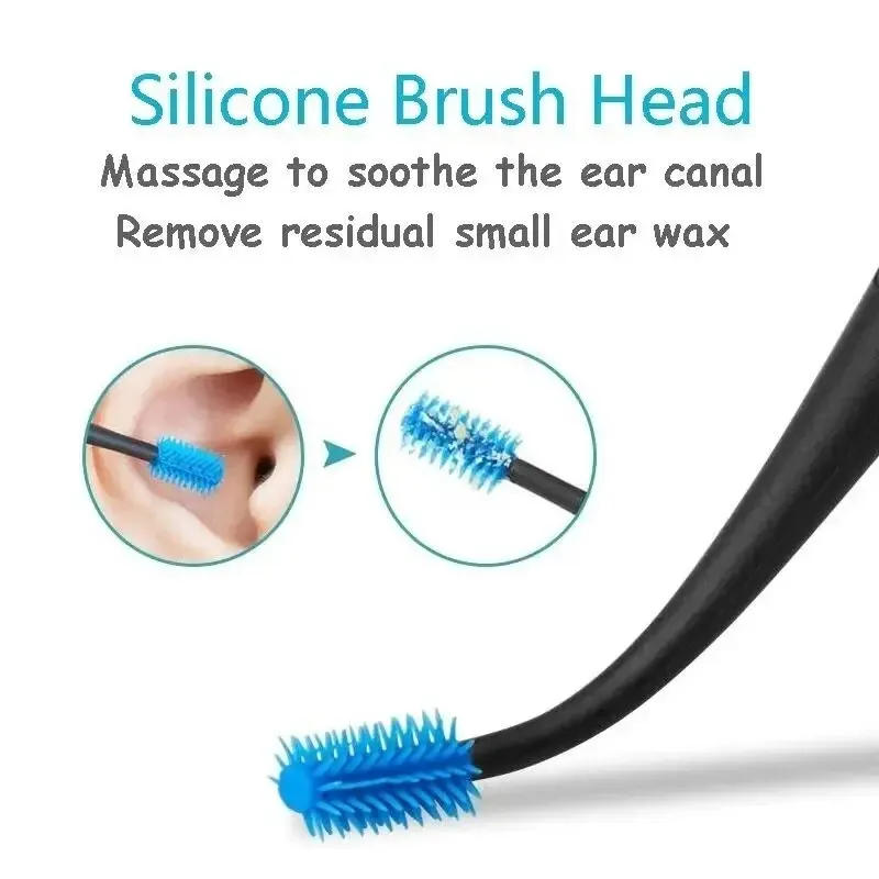 Description Picture 2 of itemDouble Silicone Soft Head Rotary Screw Earpick Ear Picking Tool Massage Ear Cleaner Earscoop Rod