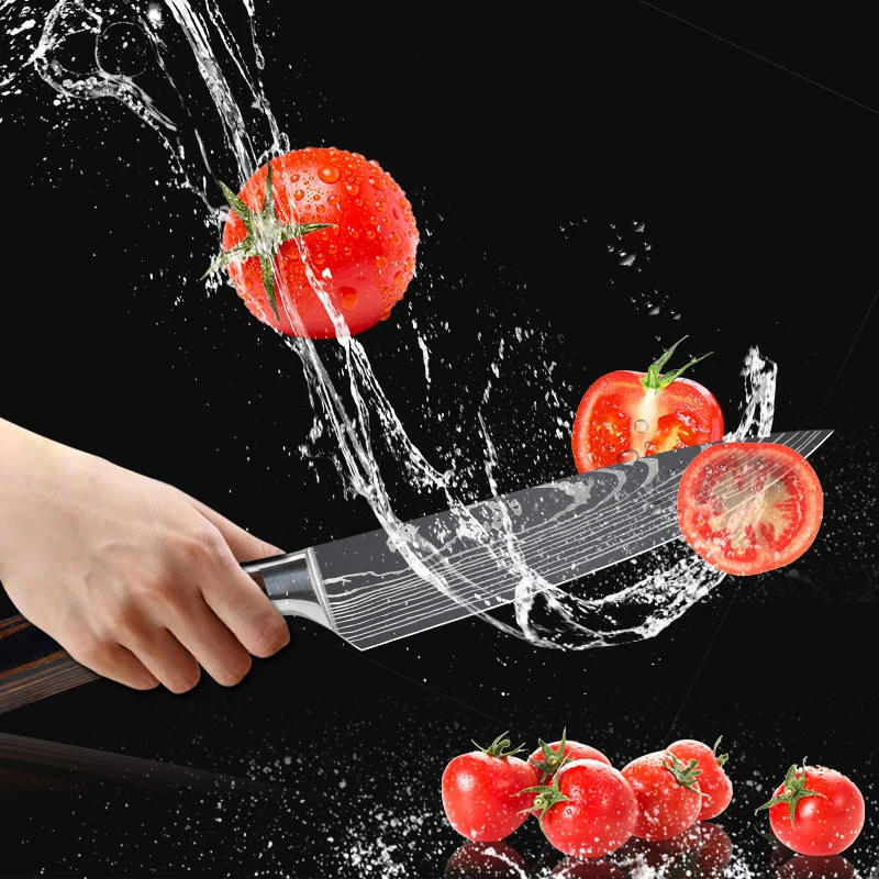Description Picture 3 of itemSharp Kitchen Knives Cleaver Meat Fish Fruit Bread Knife Butcher Boning Japanese Knife Chef Cooking Cleaver Laser Damascus Knife
