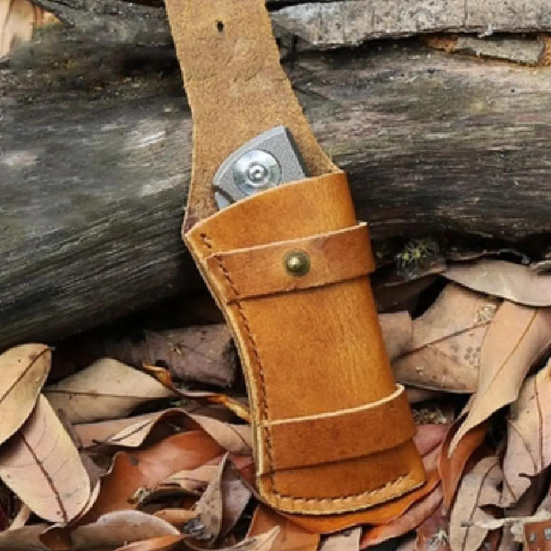 Description Picture 5 of itemBrown Fold Knife Scabbard Tool Flashlight Belt Loop Case Holder Sheath Pocket Hunt Camp Outdoor Carry Equipment