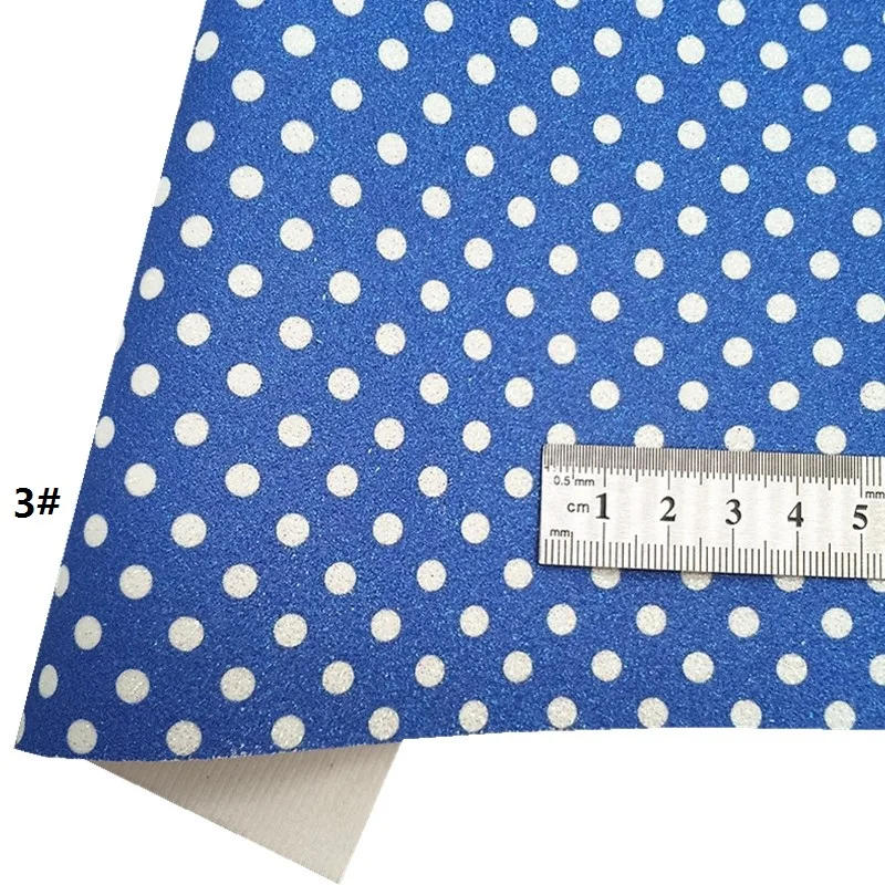 Description Picture 4 of itemIridescent Blue Glitter Leather Hearts Dots Flowers Printed Synthetic Leather Smooth Faux Leather DIY Craft Sheet Mini Roll W431