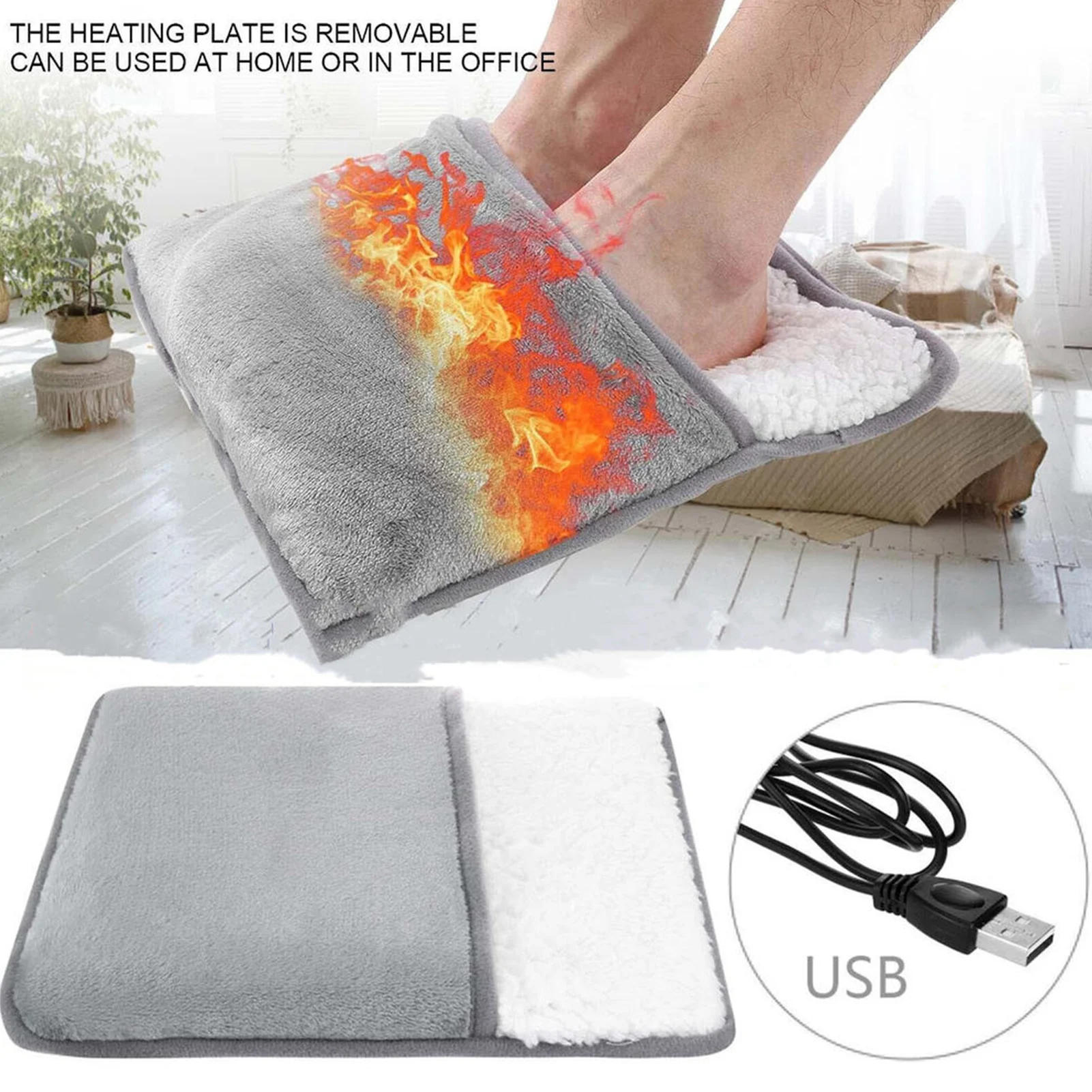 Description Picture 4 of itemUniversal Electric Heating Foot Pad USB Charging Household Washable 29cm Soft Plush Foot Warmer Heater Feet Warming Mat Winter