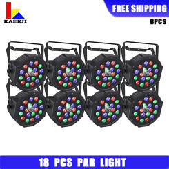 No Tax 8Pcs 18LED Par Light Led PP Material Light DMX512 RGB Master-slave Mode Stage Led Par Lighting Equipment For DJ Disco