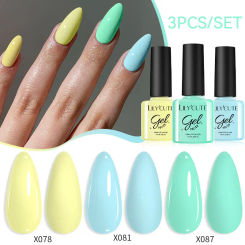 LILYCUTE 3Pcs/Set Macaron Color Gel Nail Polish Set Spring Nail Art Gel Vernis Semi Permanent UV Gel Soak Off Base Top Coat Kit