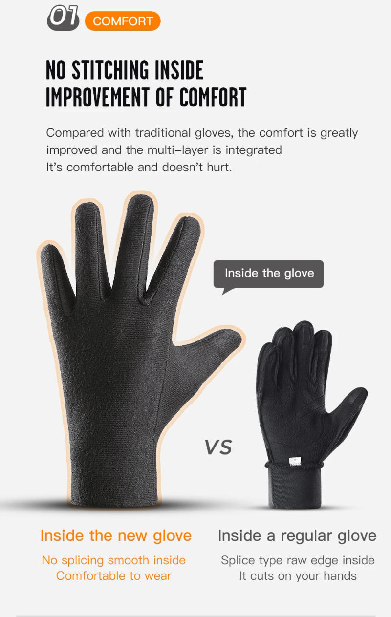 Description Picture 5 of itemOutdoor Winter Cycling Gloves Touch Screen Motorcycle Gloves  Windproof Sports Riding Ski Gloves Waterproof 3M Running Gloves