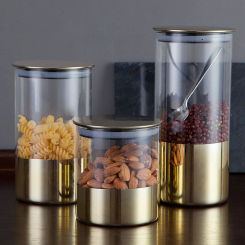 Household Glass Sealed Jars with Cover Transparent Kitchen Storage Moisture-proof Food European Jar