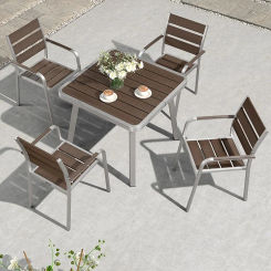 Outdoor table and chair combination plastic wood outdoor leisure table and chair outdoor garden sunshine room balcony courtyard