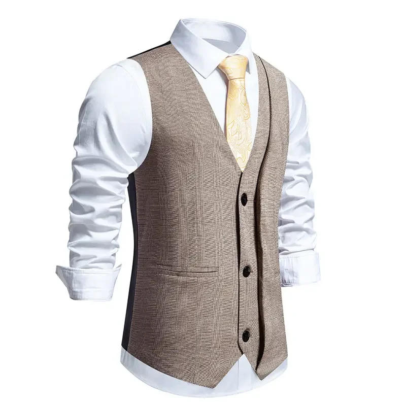 Description Picture 4 of itemRetro Suit Vest for Men's Formal Plaid V-neck Business Men's Casual Fashion Versatile Vest Jacket