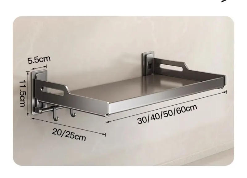 Description Picture 2 of itemWall Mounted Kitchen Utensils Organizer No Drilling Spice Rack Dish Drying Rack Wall Shelves Kitchen Storage Supplies Accessory